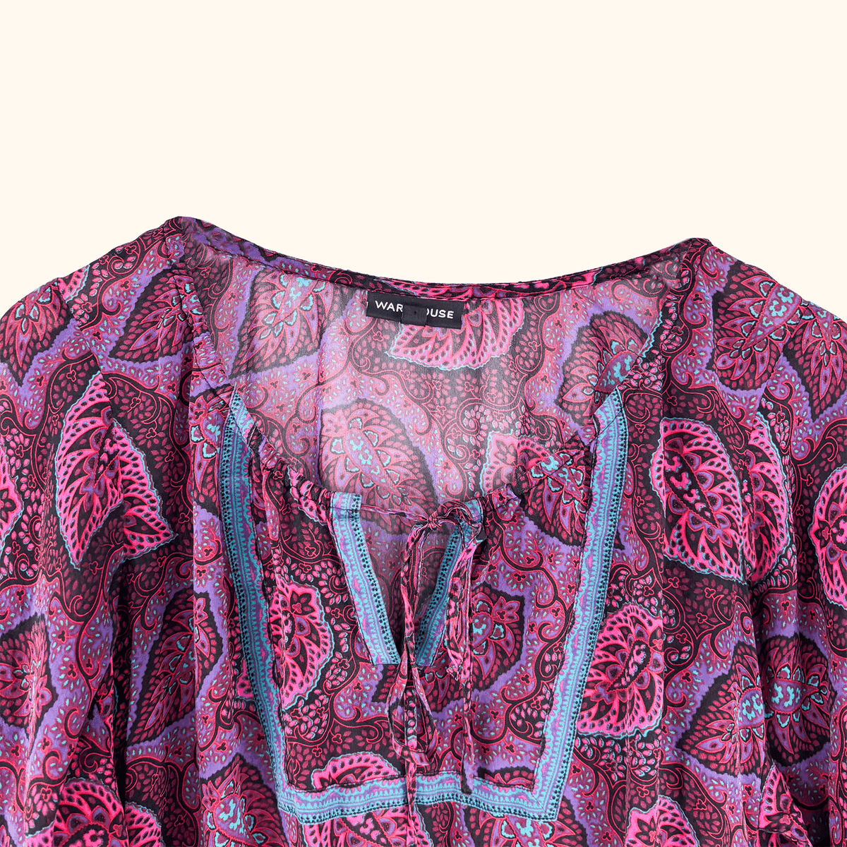 Warehouse Paisley Silk Blouse - Size 10
