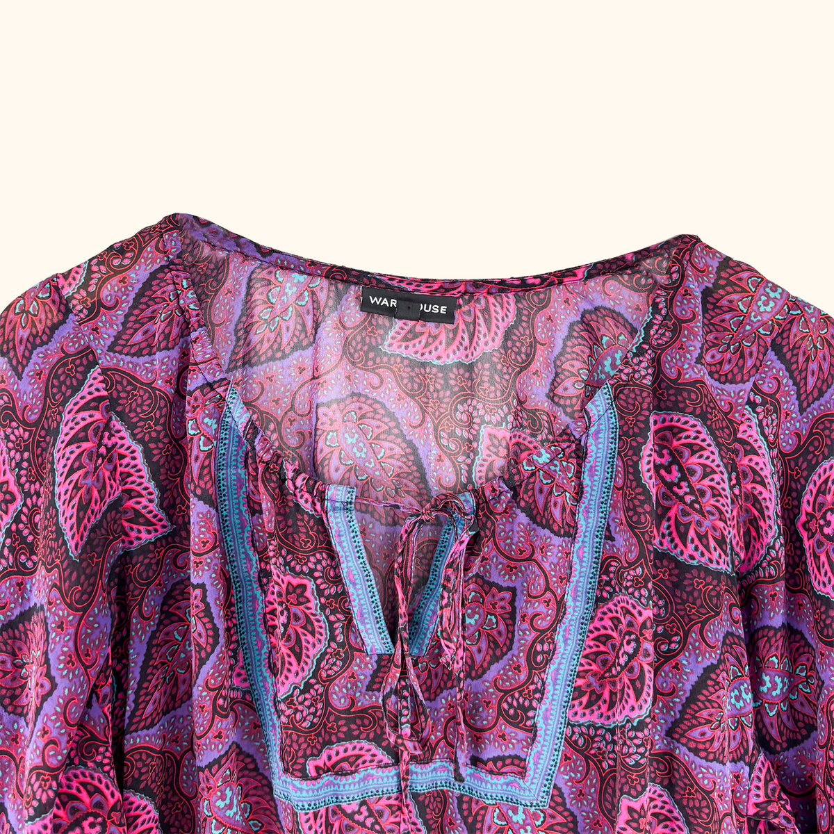Warehouse Paisley Silk Blouse - Size 10