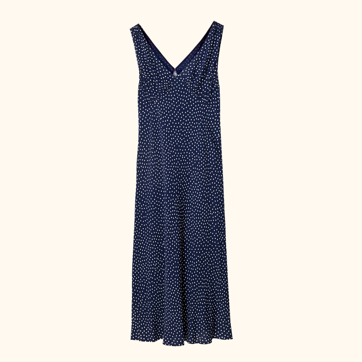 Rixo Sandrine Navy Polka Dot Midi Dress - Size 12