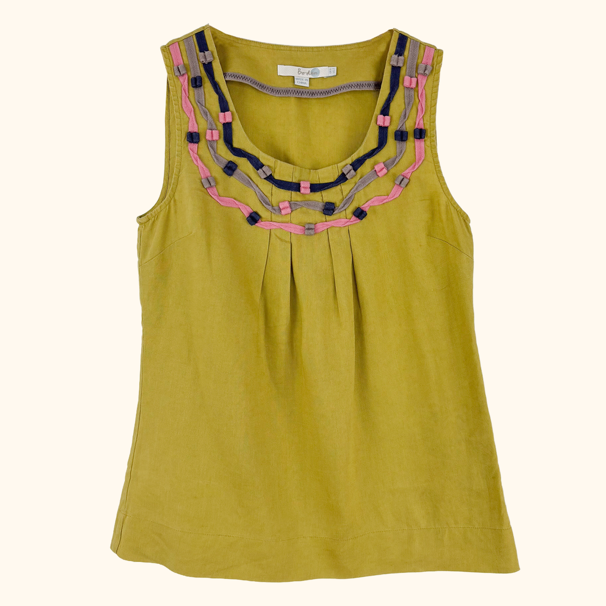 Boden Green Sleeveless Linen Top - Size 6