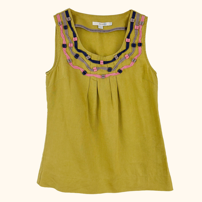 Boden Green Sleeveless Linen Top - Size 6