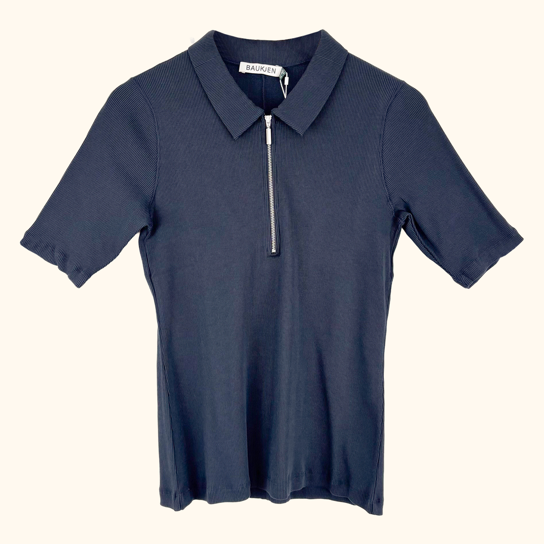 Baukjen Navy Half Zip Cotton Top - Size 12