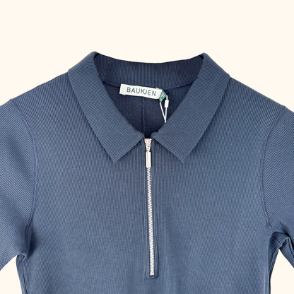 Baukjen Navy Half Zip Cotton Top - Size 12