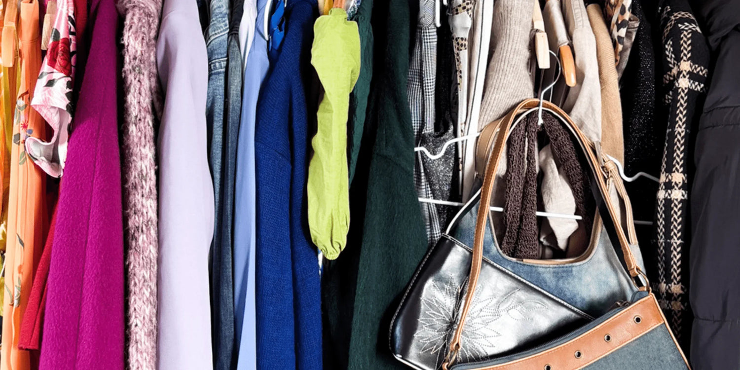 second hand womens clothes on a clothes rail