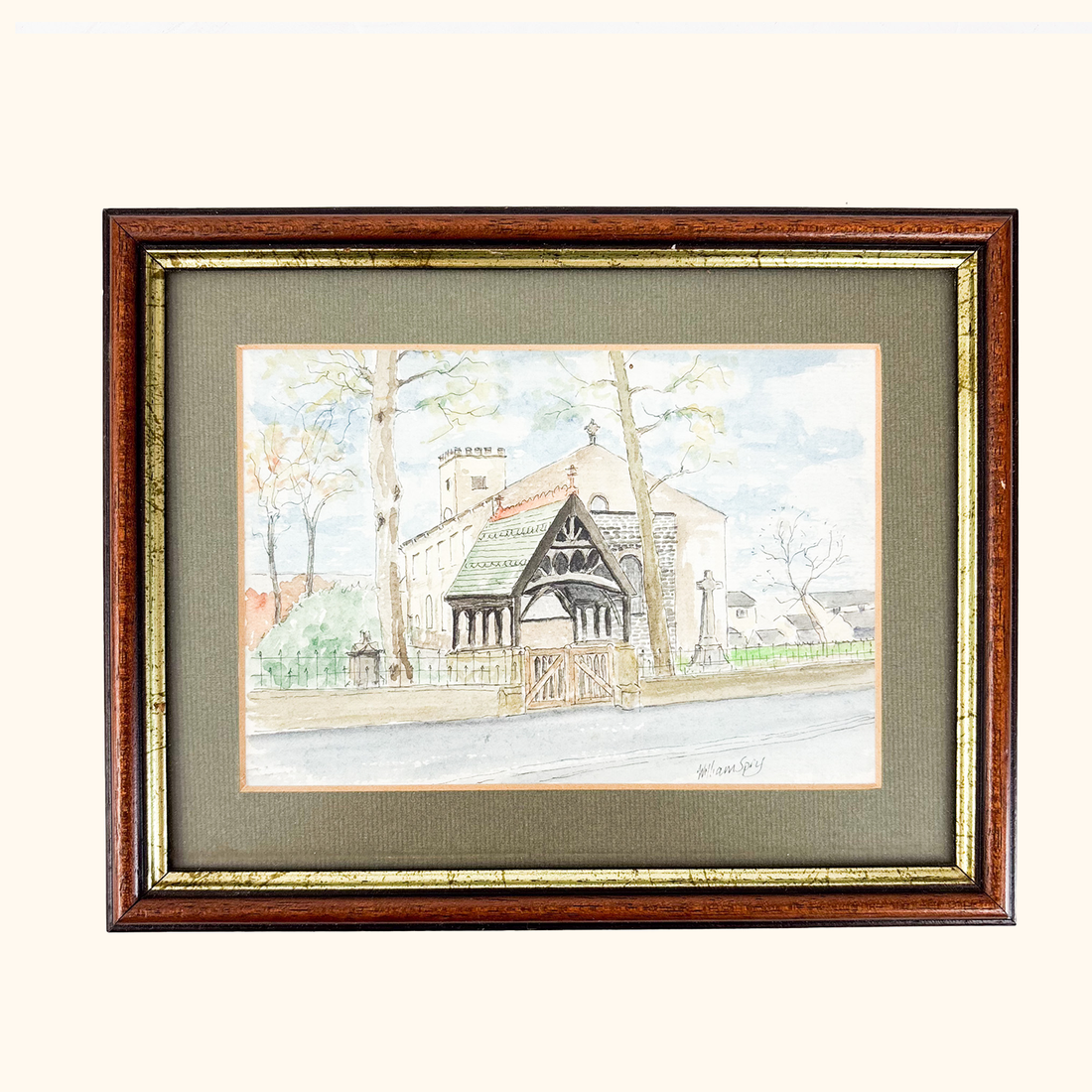 Framed Church Watercolour Painting William Spry