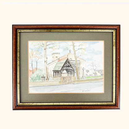 Framed Church Watercolour Painting William Spry