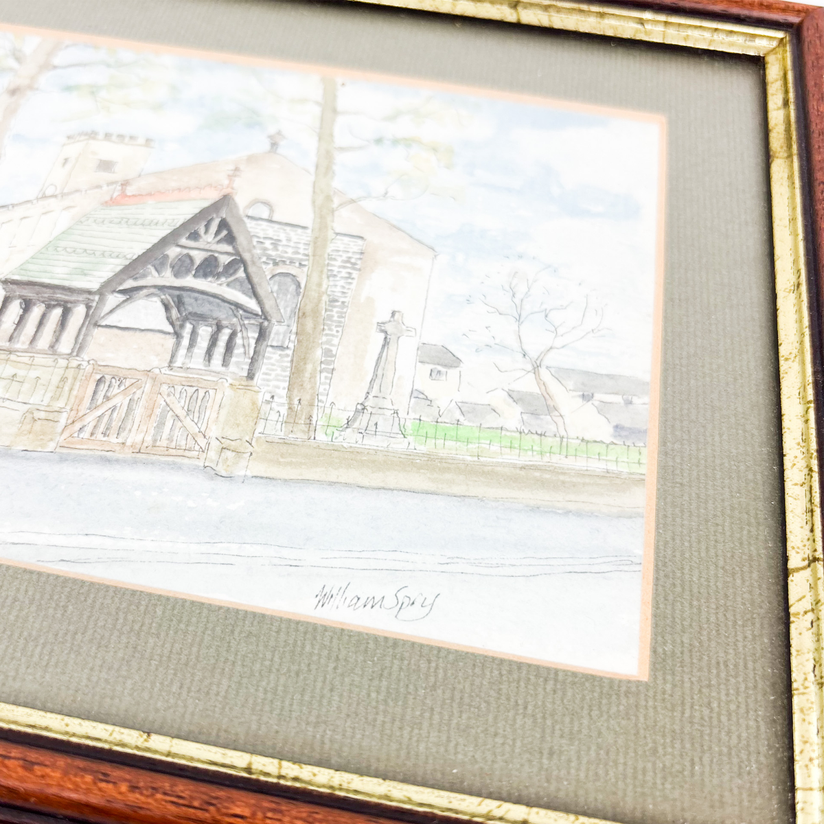 Framed Church Watercolour Painting William Spry