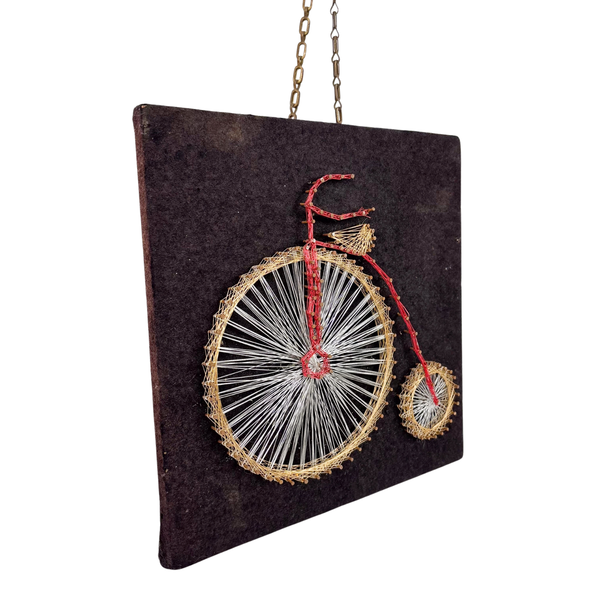 Penny Farthing Bicycle String Art Vintage 1960s
