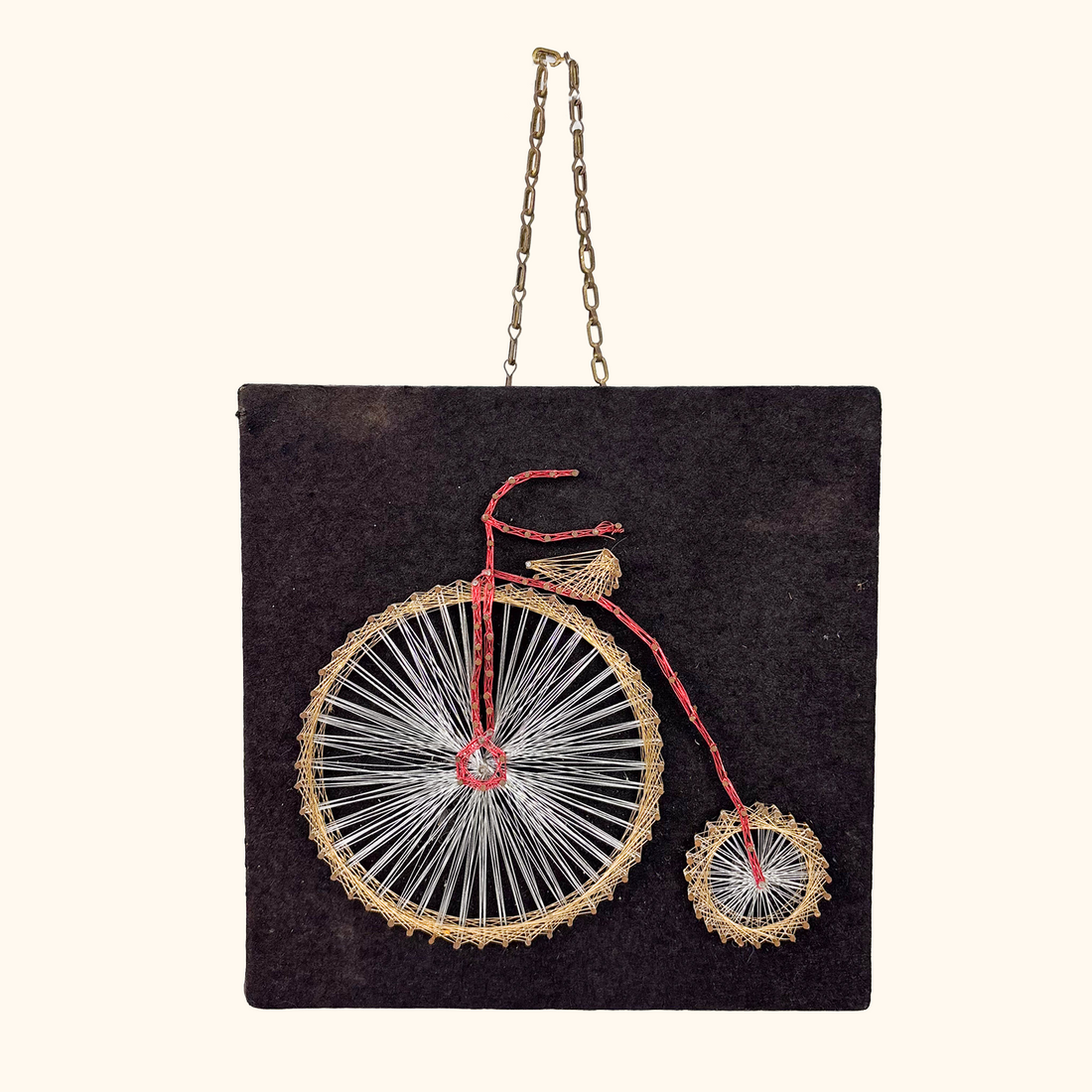 Penny Farthing Bicycle String Art Vintage 1960s