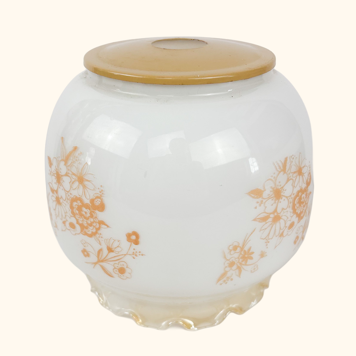Art Deco White Frosted Frilly Glass Lamp Shade