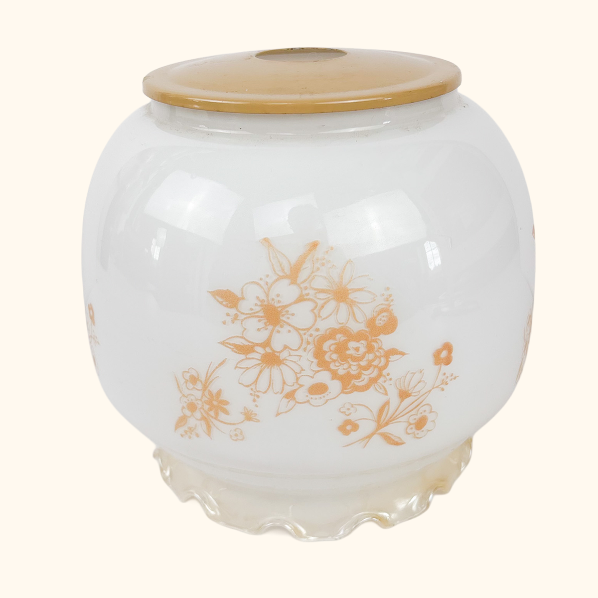 Art Deco White Frosted Frilly Glass Lamp Shade