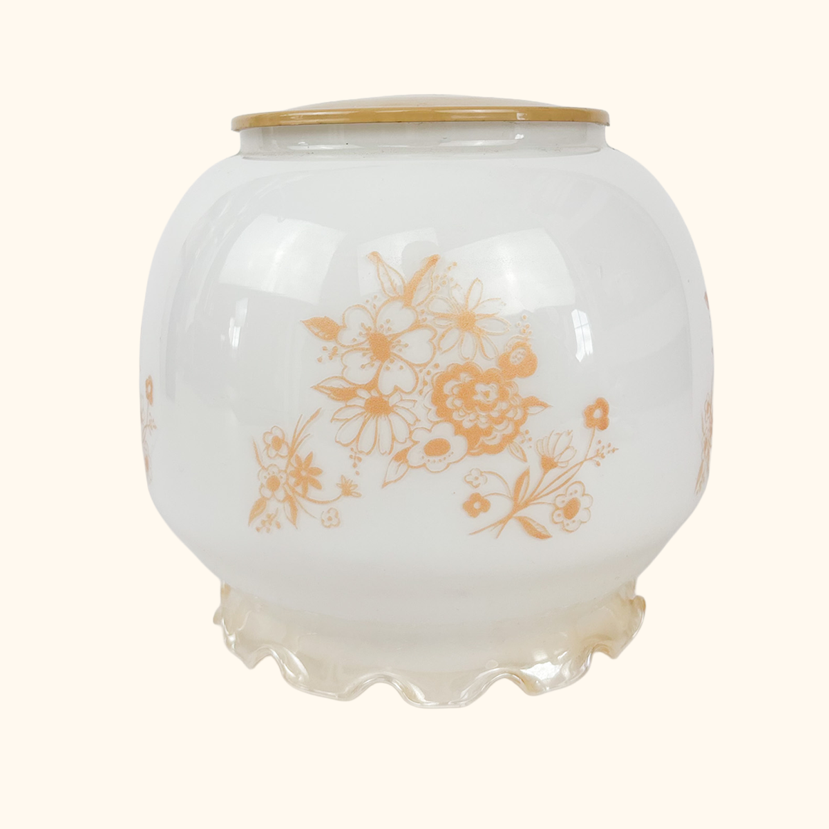 Art Deco White Frosted Frilly Glass Lamp Shade
