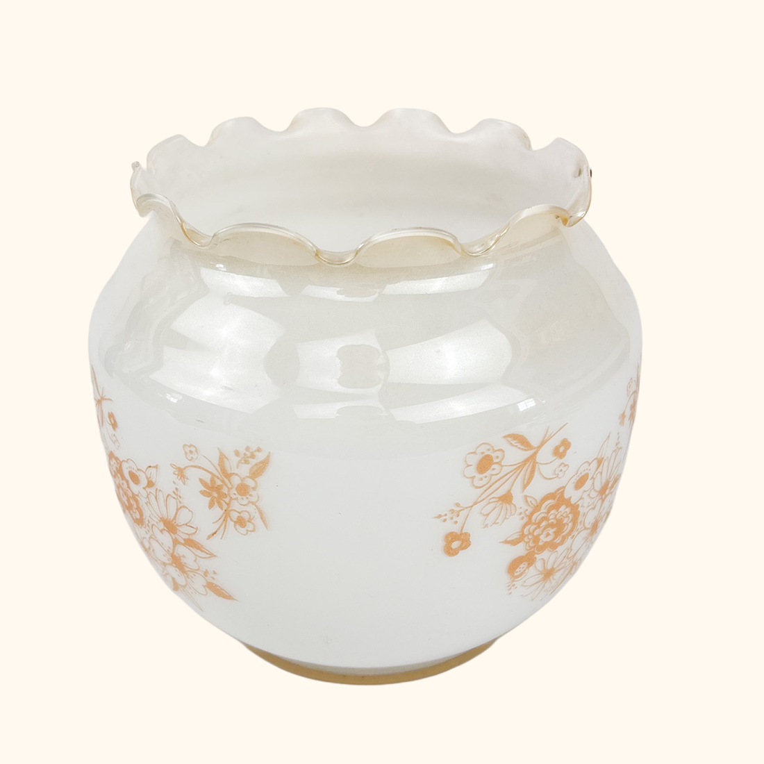 Art Deco White Frosted Frilly Glass Lamp Shade