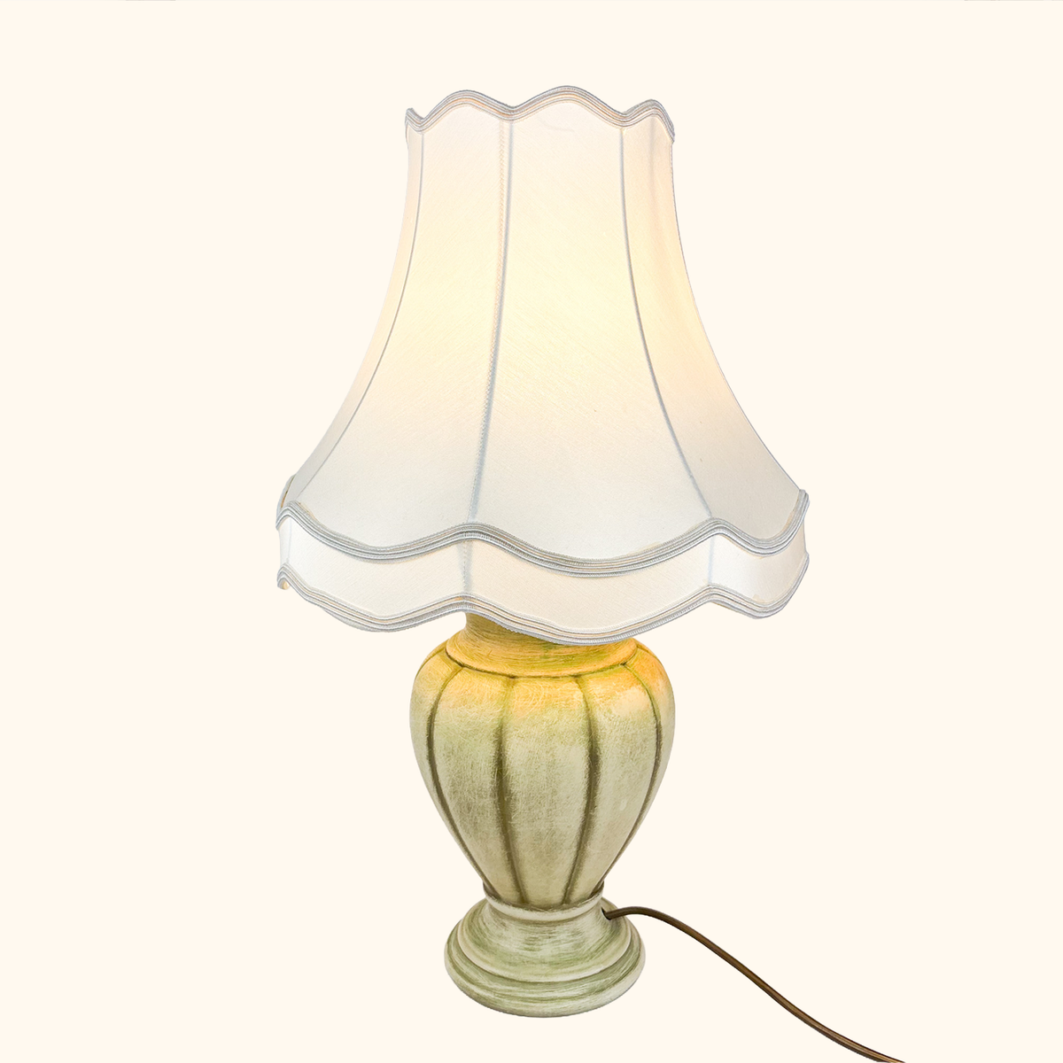 Large Ceramic Table Lamp Cream Bell Shade Vintage 1997