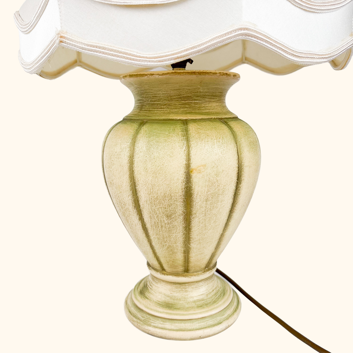Large Ceramic Table Lamp Cream Bell Shade Vintage 1997