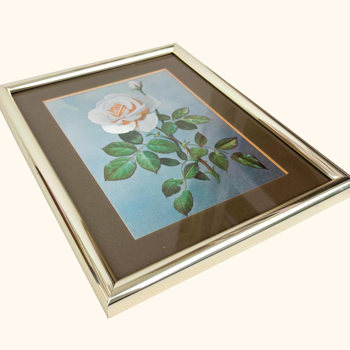 Framed Metallic Fabric Rose Wall Art