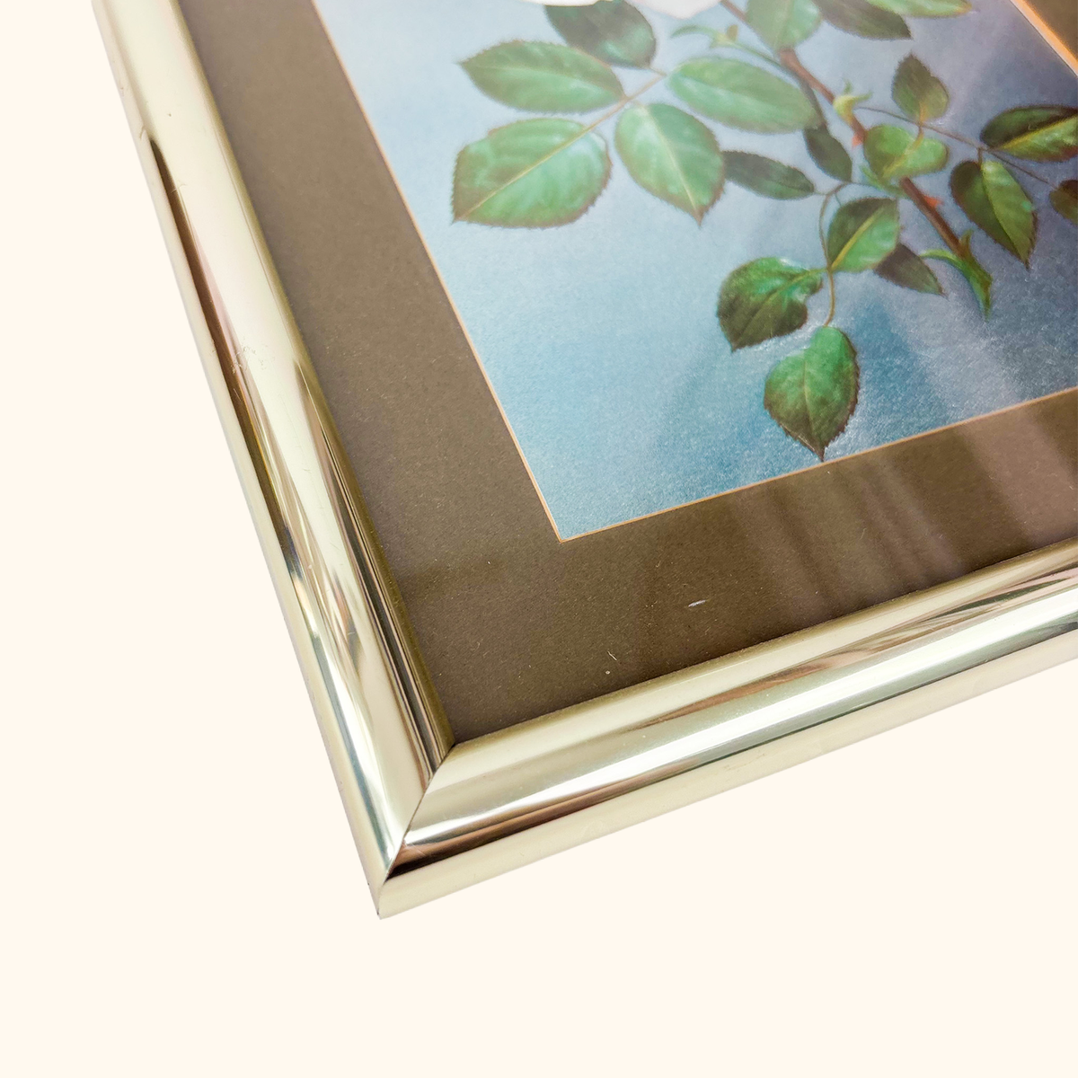 Framed Metallic Fabric Rose Wall Art