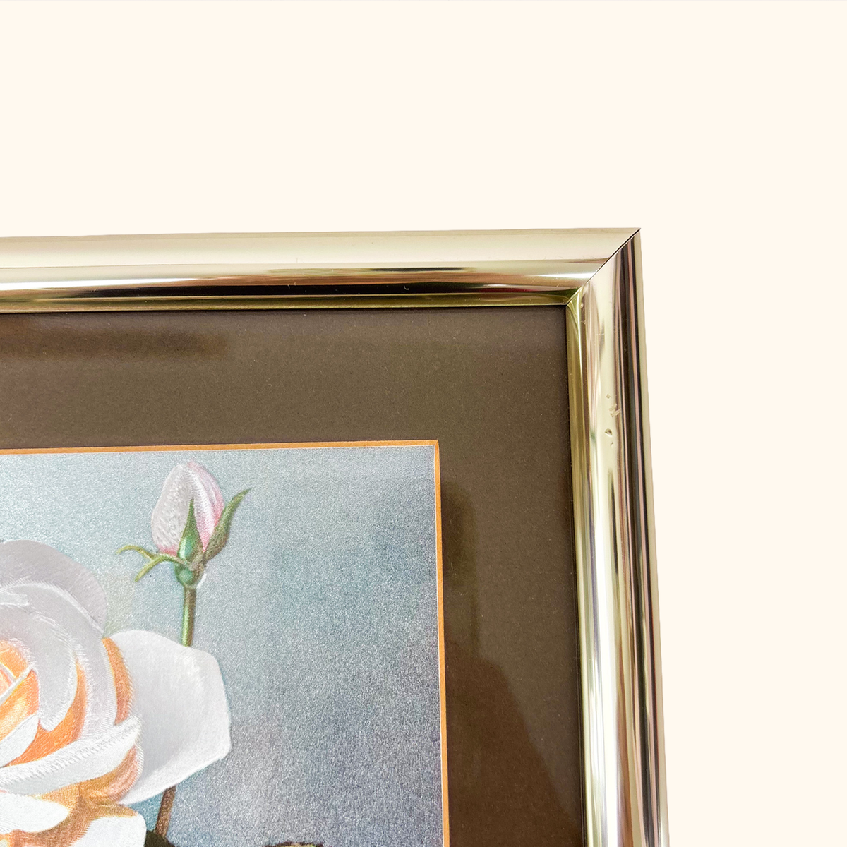 Framed Metallic Fabric Rose Wall Art