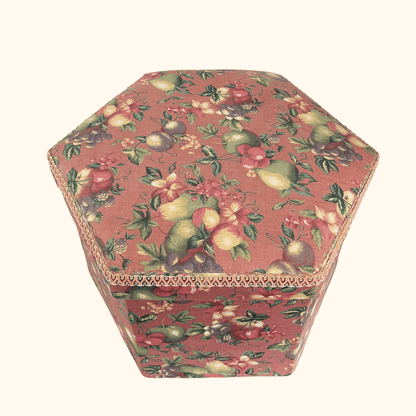 Pink Fabric Sewing Box Large Hexagonal Ottoman Storage