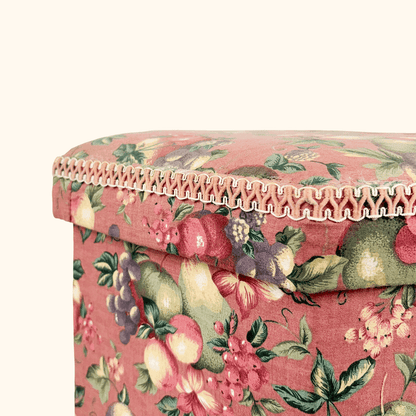 Pink Fabric Sewing Box Large Hexagonal Ottoman Storage