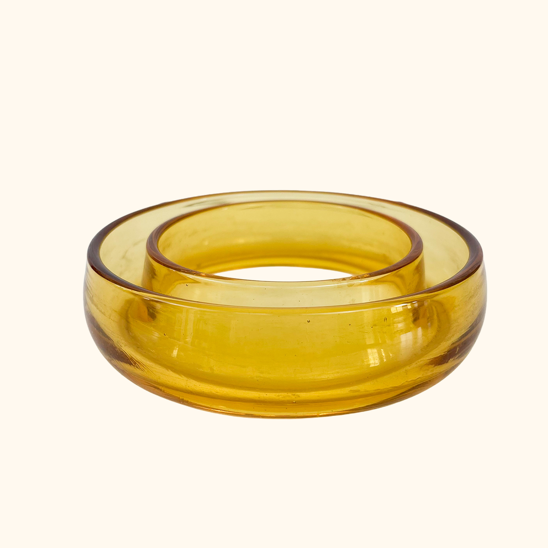 Bagley Amber Glass Posy Ring Bowl