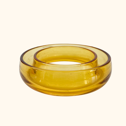 Bagley Amber Glass Posy Ring Bowl
