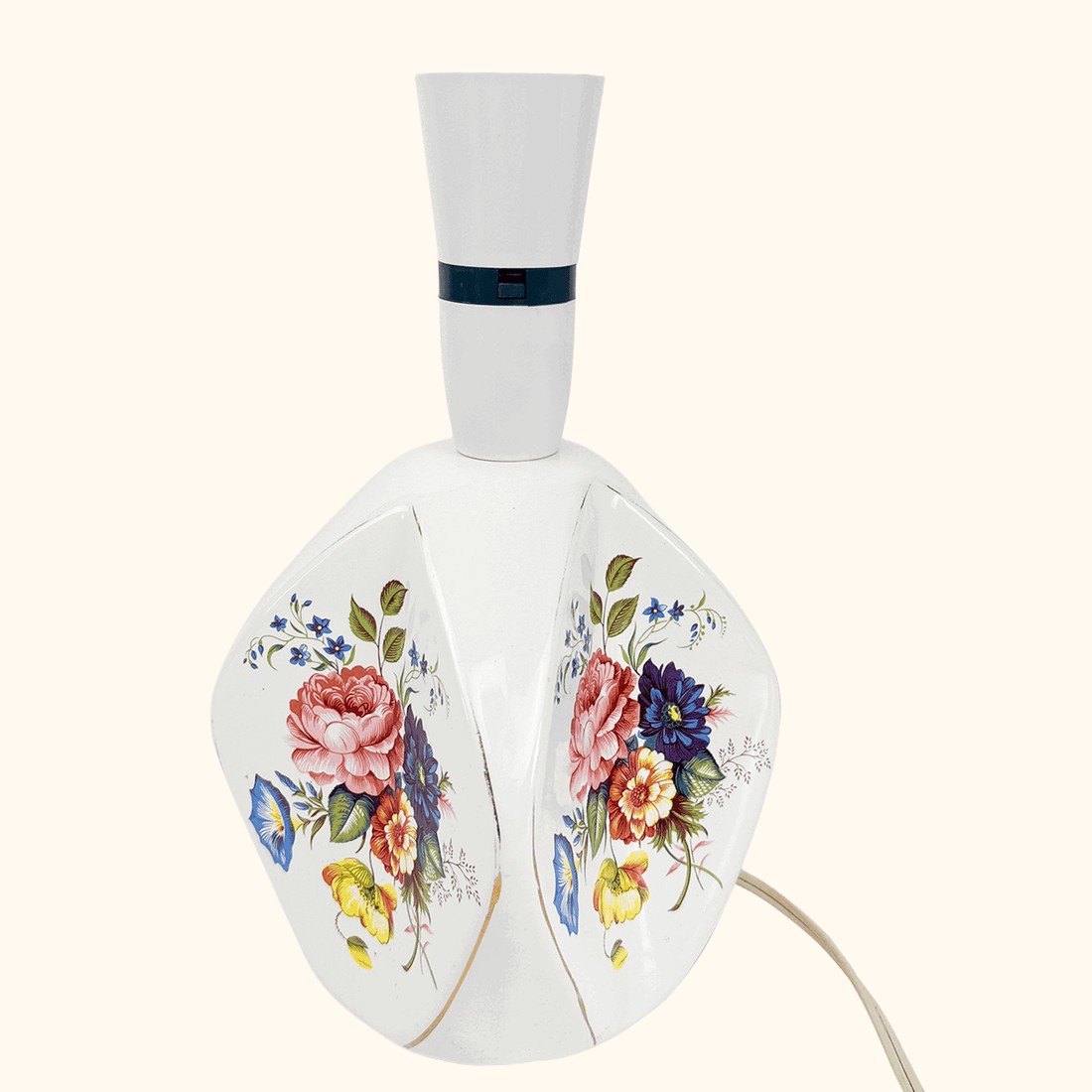 White Ceramic Floral Table Lamp Base