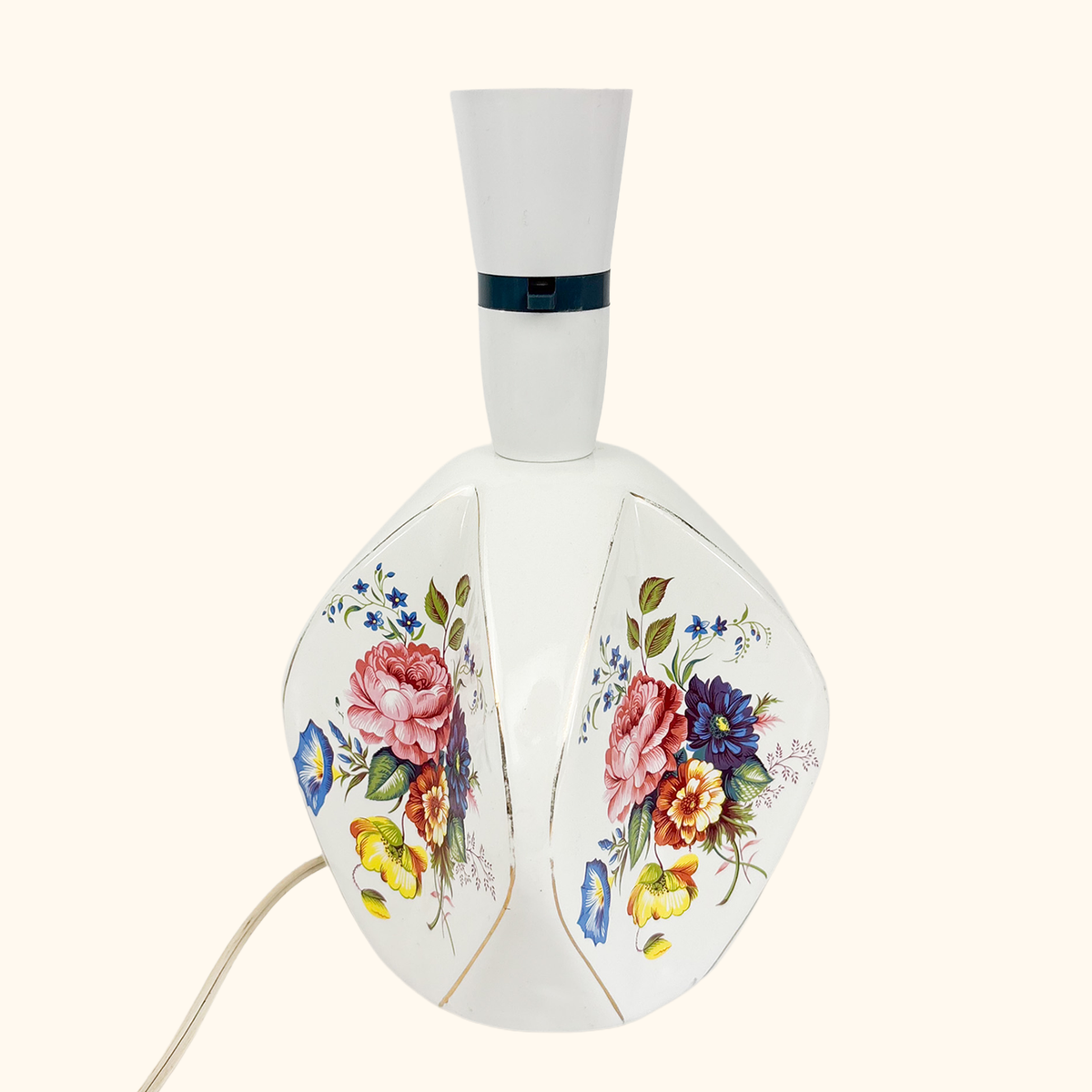 White Ceramic Floral Table Lamp Base
