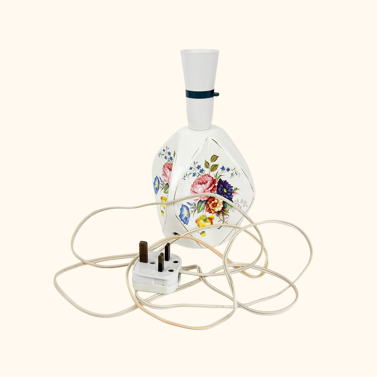 White Ceramic Floral Table Lamp Base