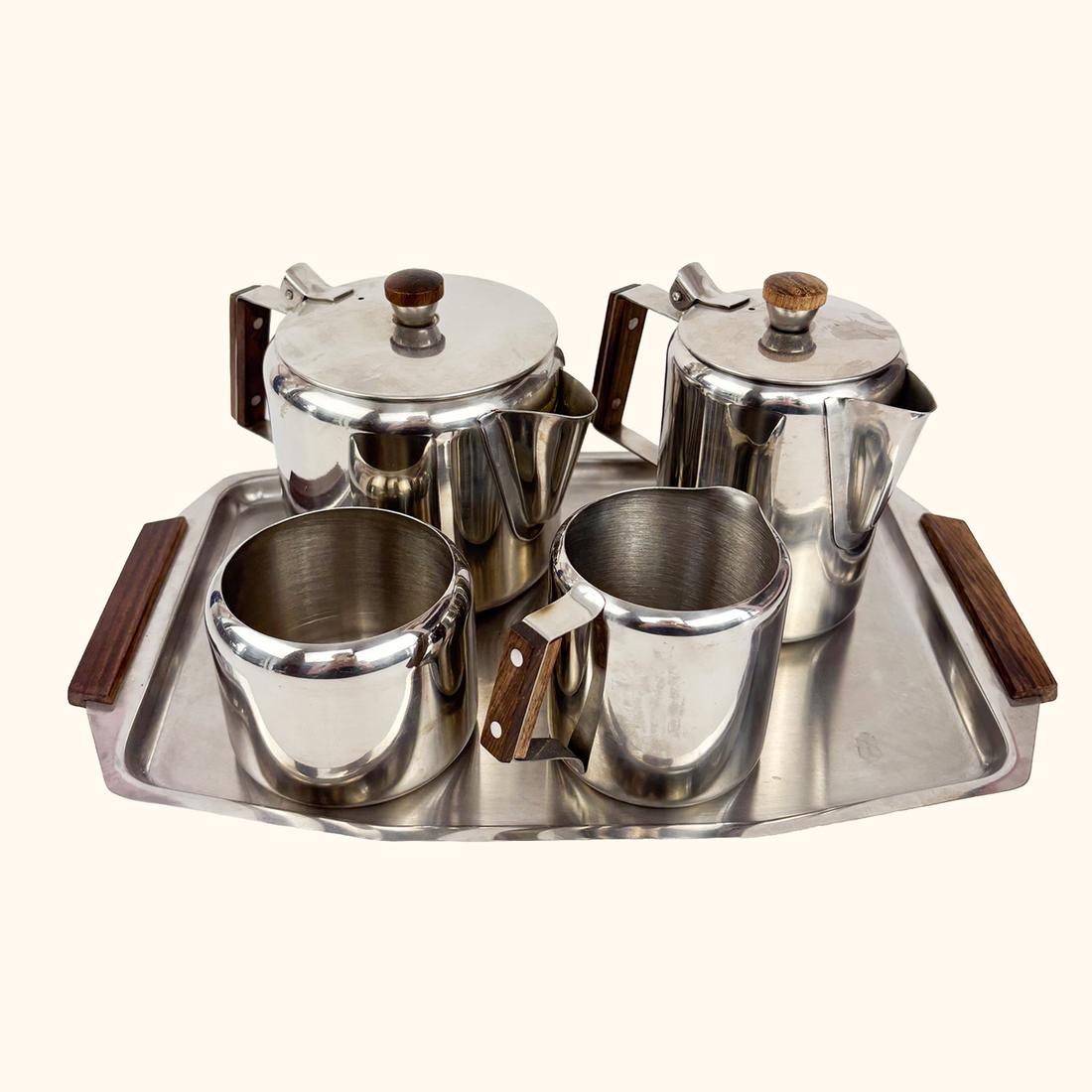 Mid Century Stainless Steel Tea Coffee Set
