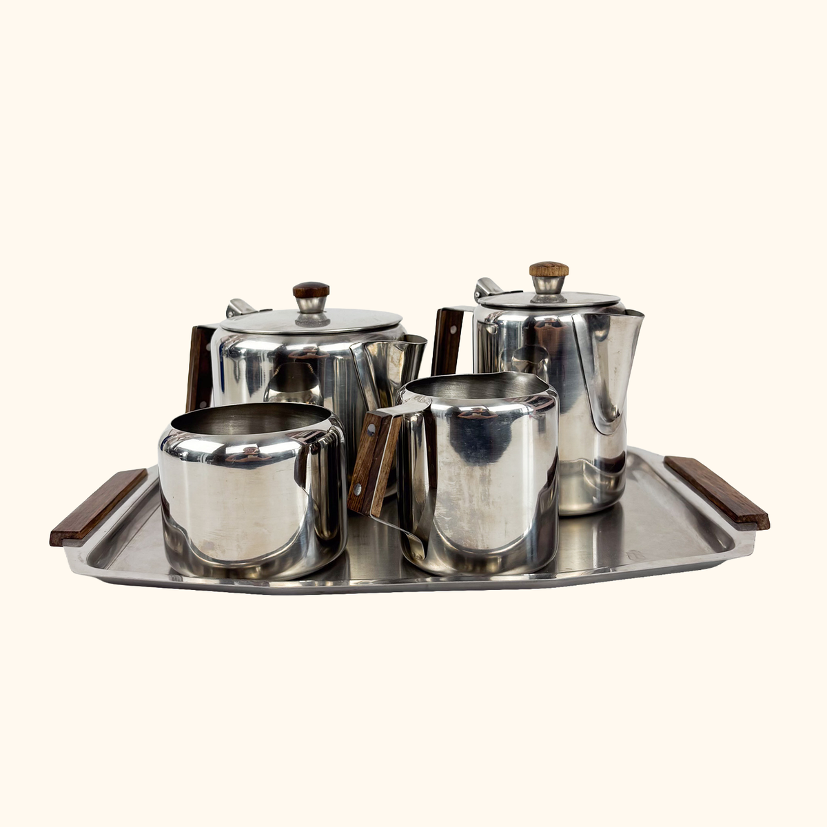 Mid Century Stainless Steel Tea Coffee Set