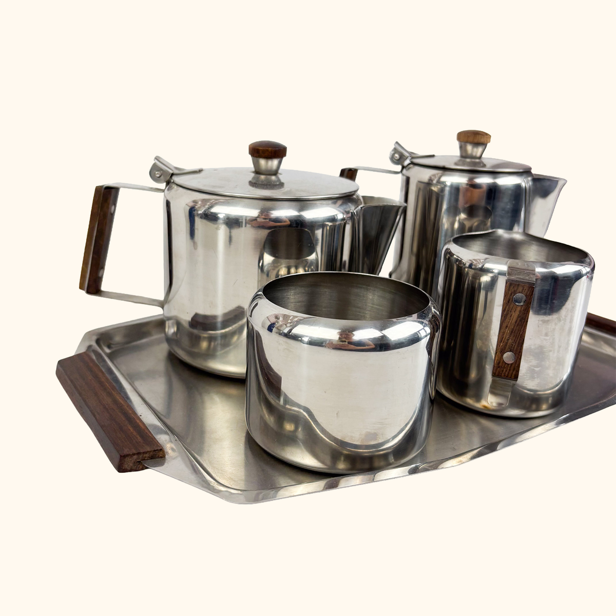 Mid Century Stainless Steel Tea Coffee Set