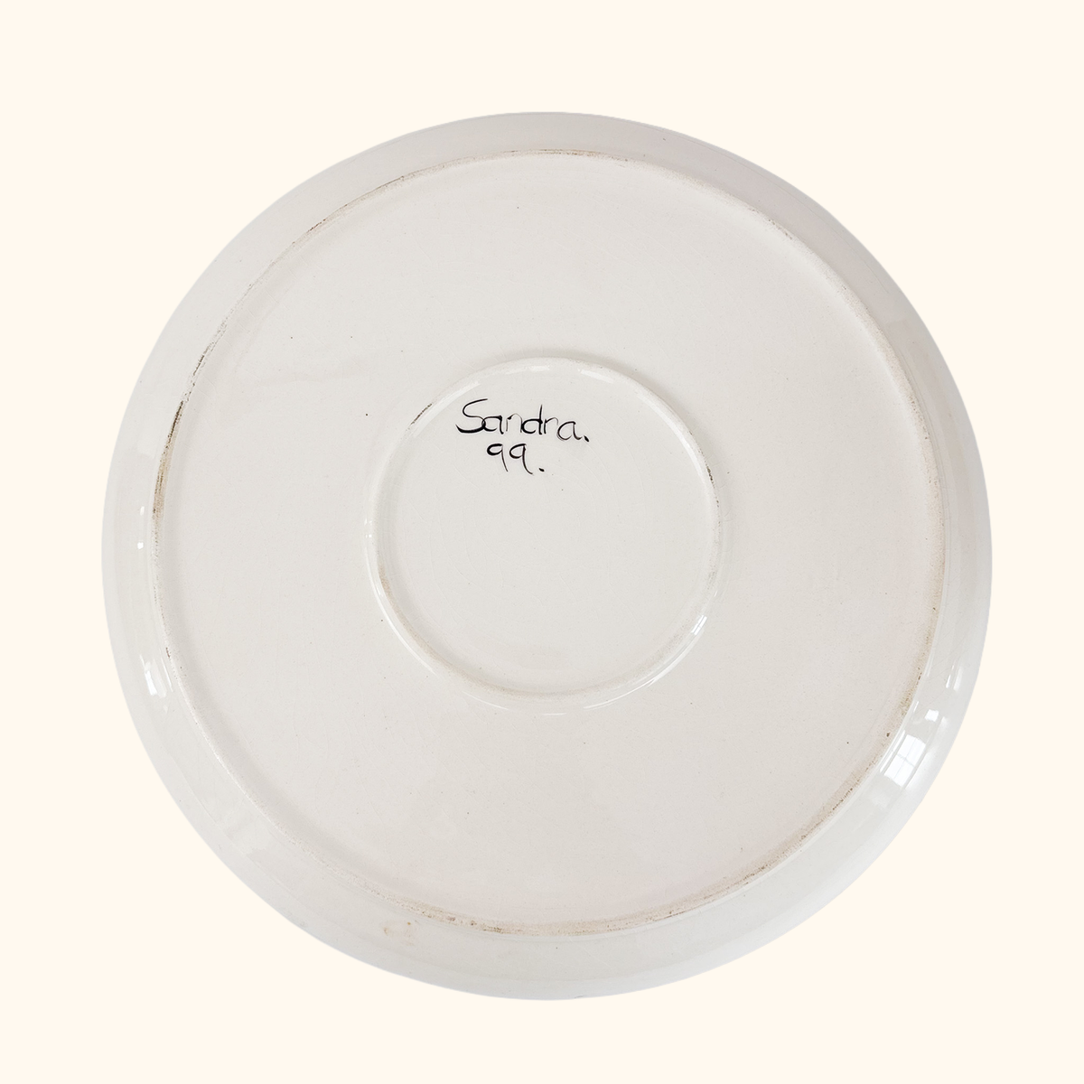 Hand Painted Floral Ceramic Serving Plate Vintage 1999