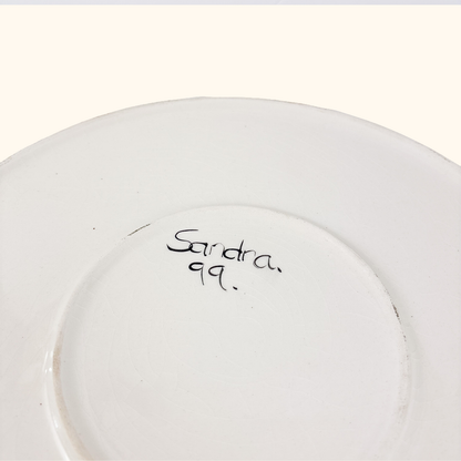 Hand Painted Floral Ceramic Serving Plate Vintage 1999