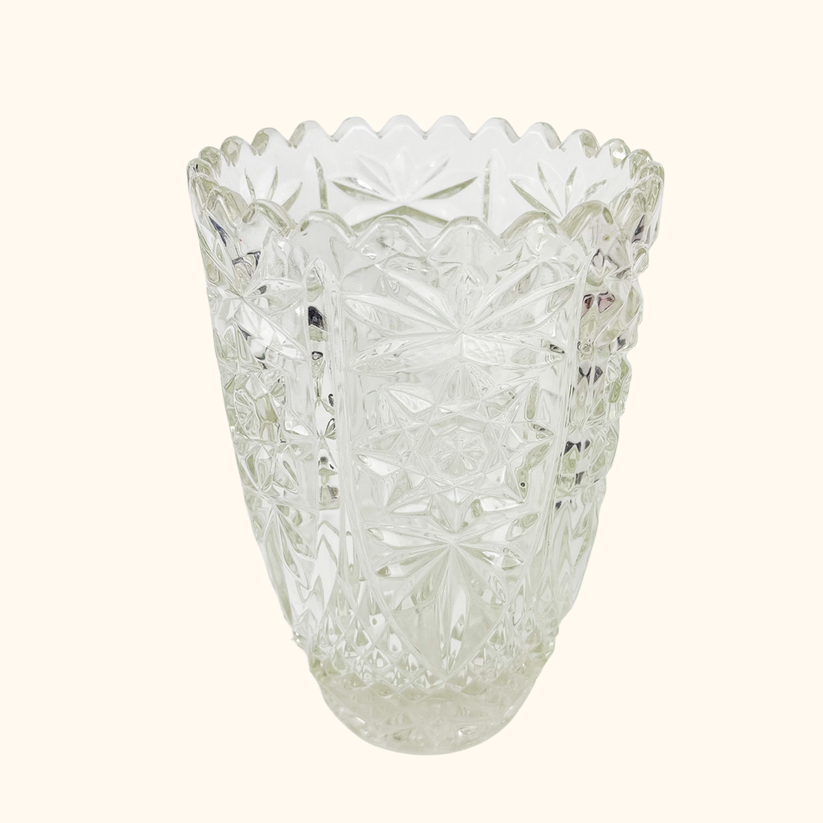 Bohemian Crystal Clear Cut Glass Vase
