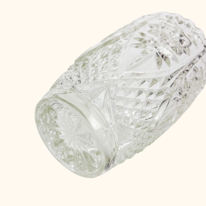 Bohemian Crystal Clear Cut Glass Vase