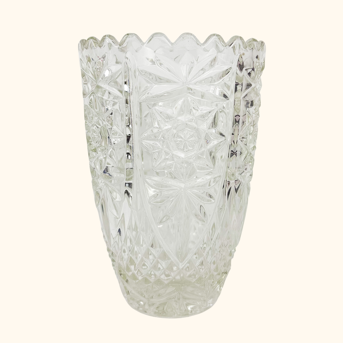 Bohemian Crystal Clear Cut Glass Vase