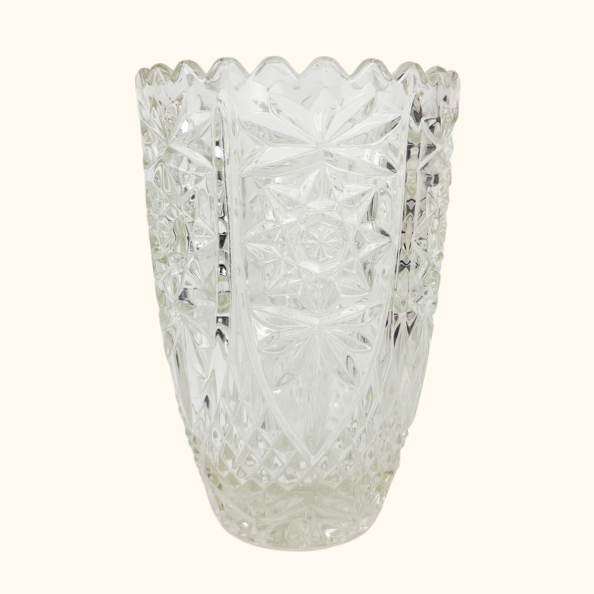 Bohemian Crystal Clear Cut Glass Vase