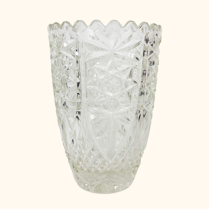 Bohemian Crystal Clear Cut Glass Vase