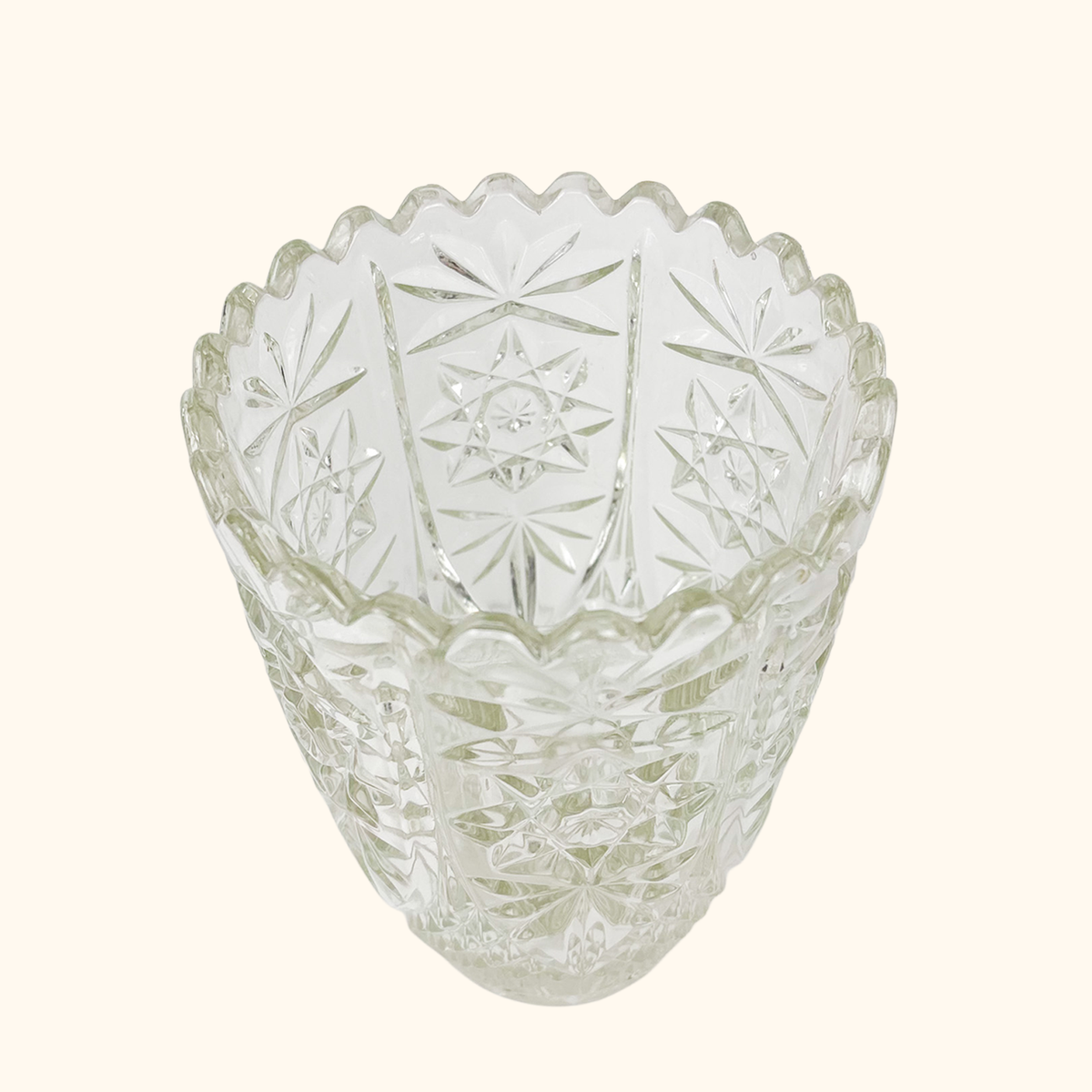 Bohemian Crystal Clear Cut Glass Vase