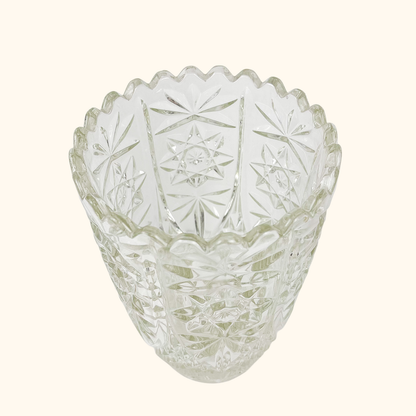 Bohemian Crystal Clear Cut Glass Vase