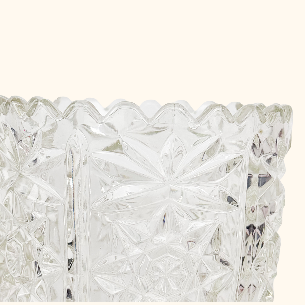 Bohemian Crystal Clear Cut Glass Vase
