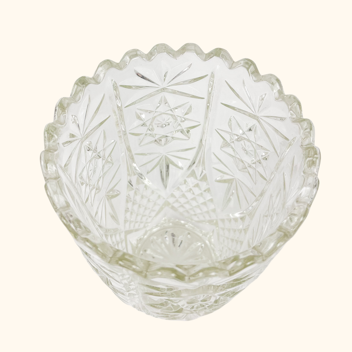 Bohemian Crystal Clear Cut Glass Vase