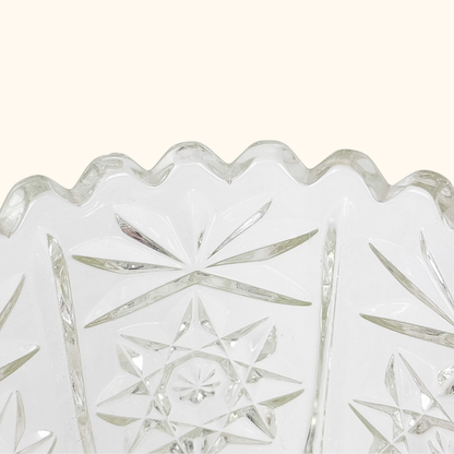 Bohemian Crystal Clear Cut Glass Vase