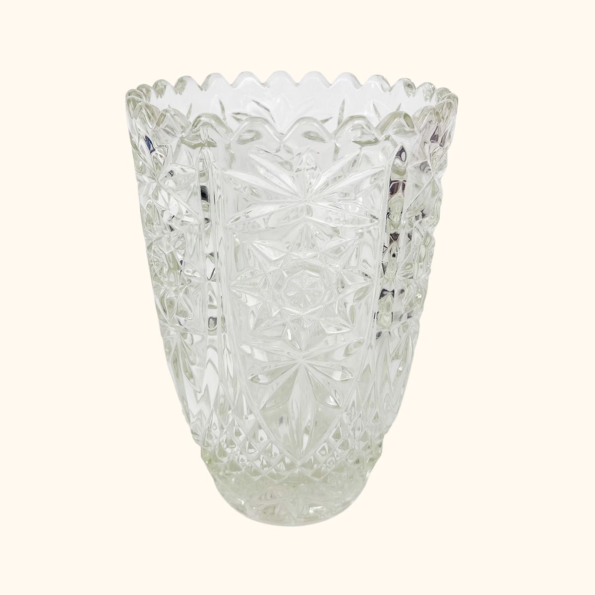Bohemian Crystal Clear Cut Glass Vase