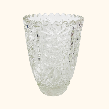 Bohemian Crystal Clear Cut Glass Vase