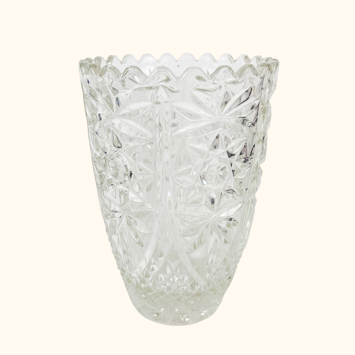 Bohemian Crystal Clear Cut Glass Vase