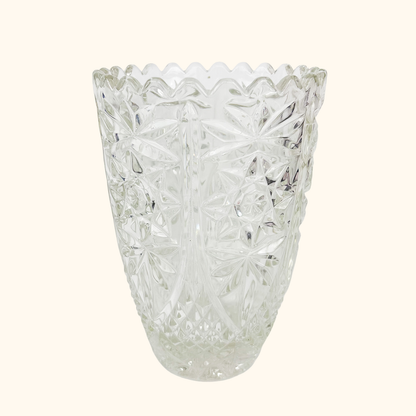 Bohemian Crystal Clear Cut Glass Vase
