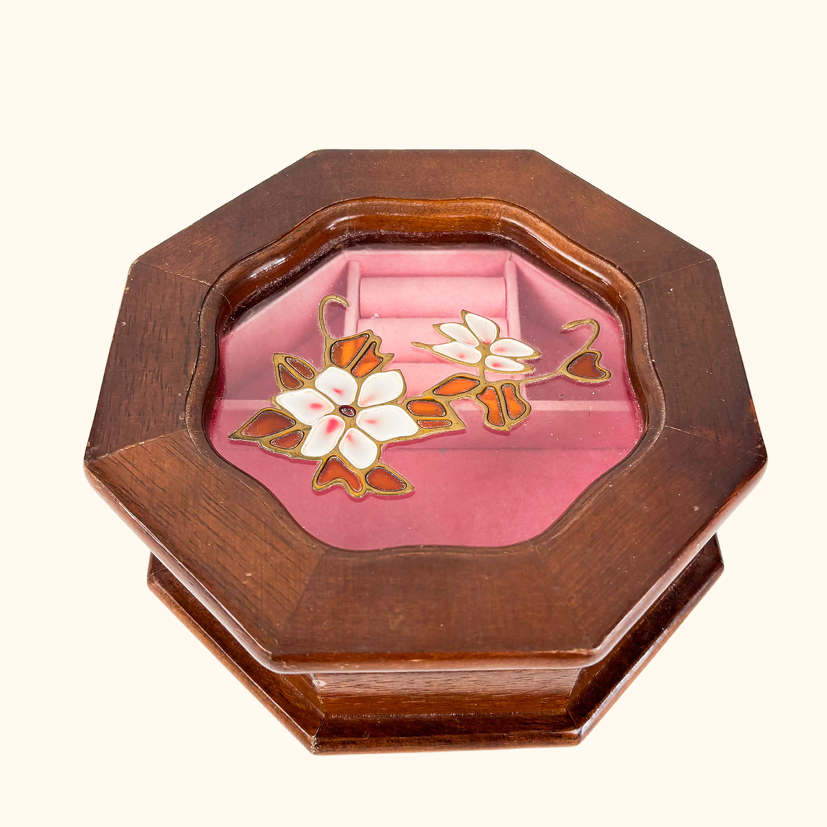 Mele Stained Glass Wood Octagon Jewellery Box