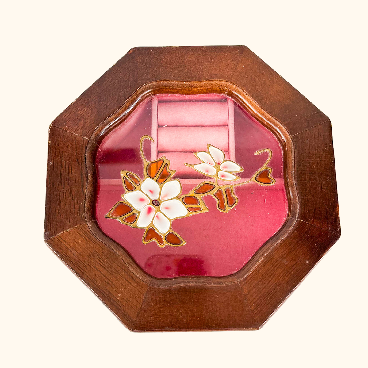 Mele Stained Glass Wood Octagon Jewellery Box